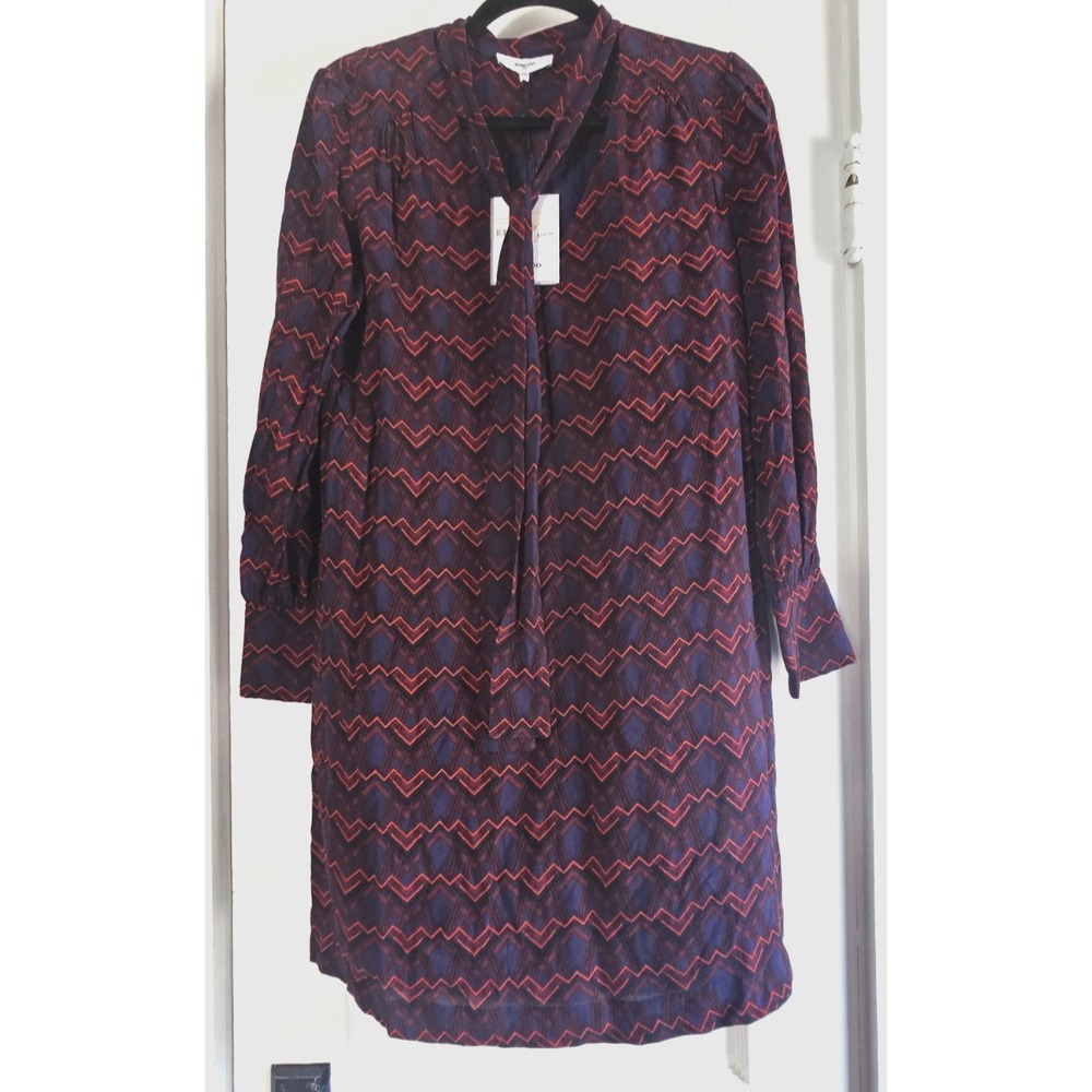 NWT SUNCOO PARIS ROBE CANDICE tie neckline cuff sleeve dress womens XS